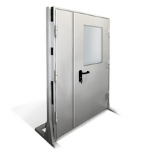 Дверь противопожарная двупольная с остеклением 1200×2100 EI-60